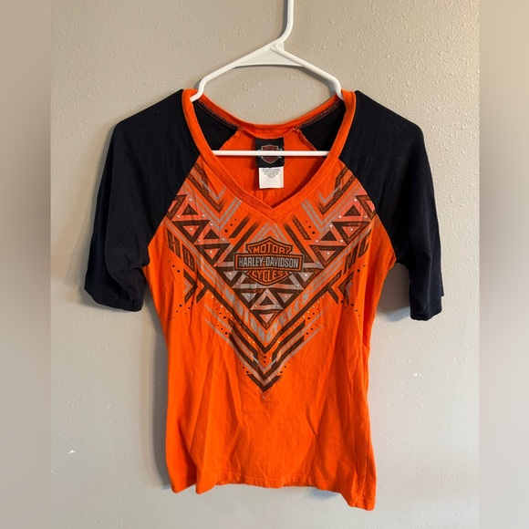 Harley-Davidson Tops - 2/$15 Harley-Davidson Women's Orange and Black Graphic Tee